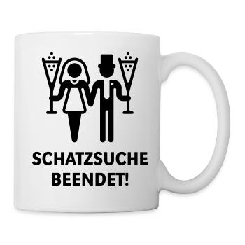Schatzsuche Beendet! (Brautpaar, Hochzeit, Heirat) - Tasse - Weiß - Rechts