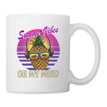 Retro Ananas Sommer Vibes in meinem Kopf - Tasse - Weiß - Rechts