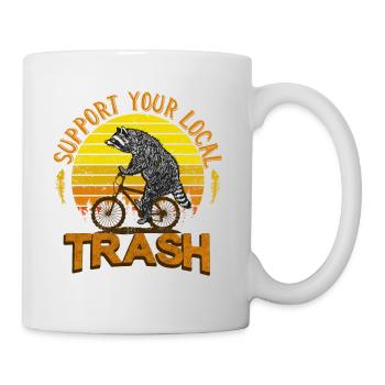 Lustiger retro Müll Waschbär auf Fahrrad - Tasse - Weiß - Rechts