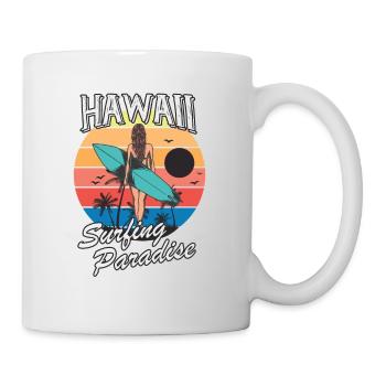 Hawaii surf girl retro design - Mug - white - Right