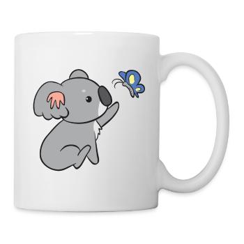 Koala - mit Schmetterling - Tasse - Weiß - Rechts
