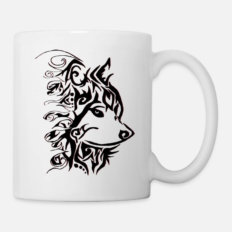 loup Tribal - Mug blanc - blanc