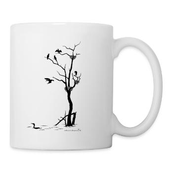 Cormorans sur arbre mort - Mug blanc - blanc - Droite