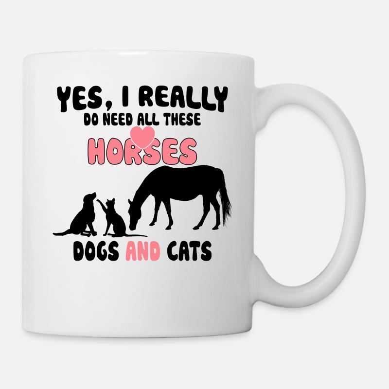Chevaux Chiens et chats - Mug blanc - blanc