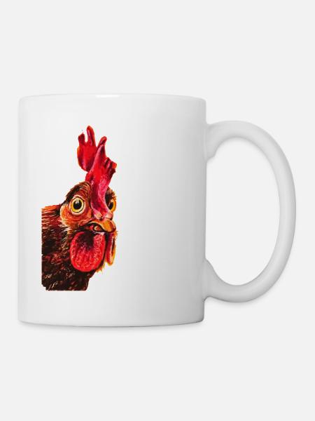 Rooster/Gockel /rooster/Hen - Mug - white