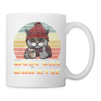 Best Cat Dad Ever T-Shirt Funny Cat Dad Father - Mug blanc - blanc - Droite