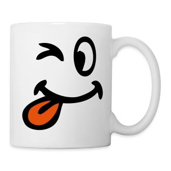 Lächeln Zwinkern Augen zieht Zunge - Tasse - Weiß - Rechts