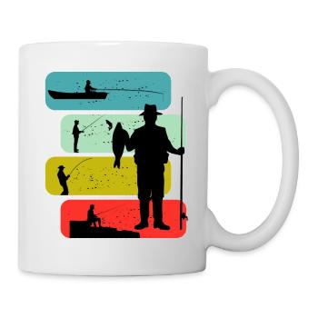 Angler angeln Boot Fisch Rute Hecht Zander Barsch - Tasse - Weiß - Rechts