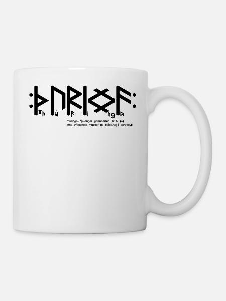 Thuringian "Þuringa" + Info [heathen roots_01]QRF0© - Mug - white