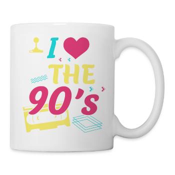 Retro I Love 90s outfit heart party gifts - Mug - white - Right