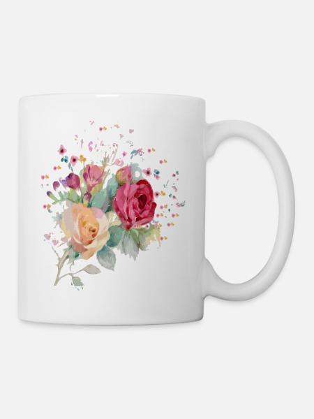 Rosen - Tasse - Weiß