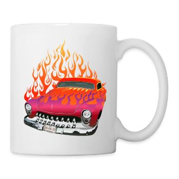 flame american car hot rod muscle car vinta - Mug - white - Right