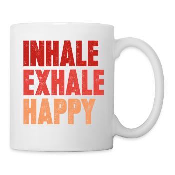 Yoga rétro inspirez exhale joyeux cadeau rétro vintage - Mug blanc - blanc - Droite