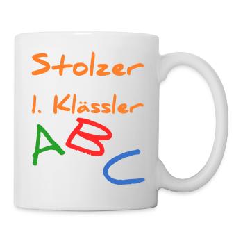 Einschulung Schulanfang 1. Klasse Geschenk - Tasse - Weiß - Rechts