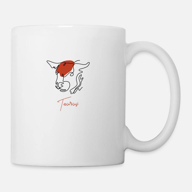 Dessin au trait du signe du zodiaque Taureau - Mug blanc - blanc