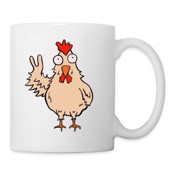 Lustige Frei Huhn- Victory chicken - Tasse - Weiß - Rechts