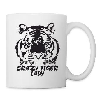 Crazy tiger lady in black - Mug - white - Right