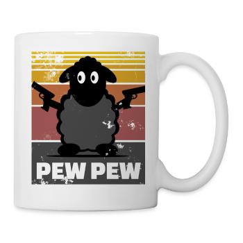 Schaf - Pew Pew Crazy Design Geschenk - Tasse - Weiß - Rechts