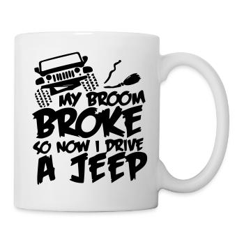My broom broke so now i drive a jeep - Mug blanc - blanc - Droite