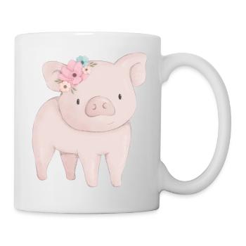 Baby pig with flower - Mug - white - Right