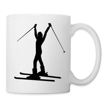 Skier target pose - great ski vacation motif - Mug - white - Right