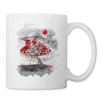 Mount Fuji behind a cherry tree - Mug - white - Right