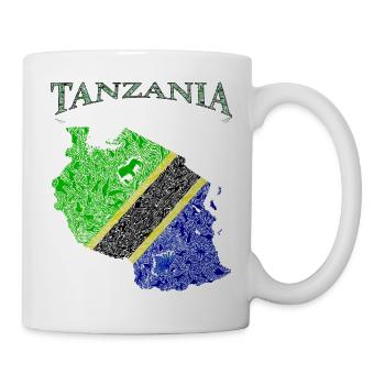 Carte drapeau de la Tanzanie - Mug blanc - blanc - Droite
