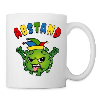 Fasching Karneval Corona Virus Narrenkappe Abstand - Tasse - Weiß - Rechts