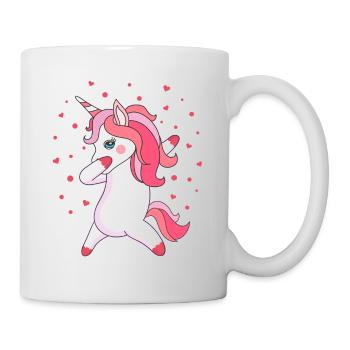 Dabbing unicorn Einhorn mit Herzchen und Sternen - Tasse - Weiß - Rechts