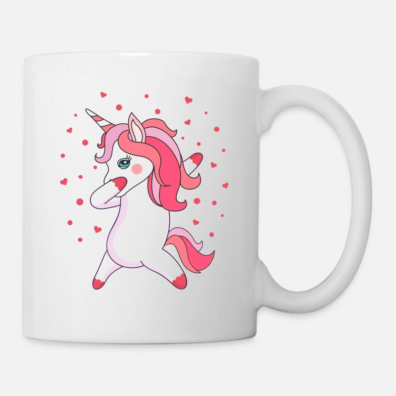 Tamponner licorne licorne avec coeurs et étoiles - Mug blanc - blanc