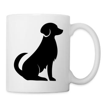 Dog vector shadow graphic. dog black shadow - Mug - white - Right