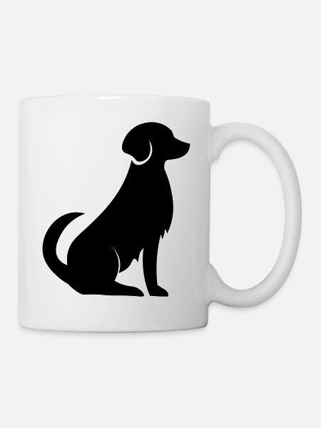 Gráfico de sombra de vector de perro. perro sombra negra - Taza - blanco