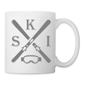 Ski cross skieur sports d'hiver montagnes après ski - Mug blanc - blanc - Droite
