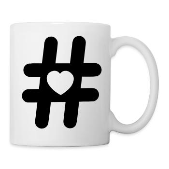 Logo hashtag symbol with heart - Mug - white - Right