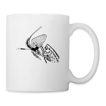 Fliegenfischen Fisch Fischer Angler Geschenke - Tasse - Weiß - Rechts