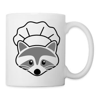 Süßer Waschbär als Koch mit Kochmütze - Tasse - Weiß - Rechts