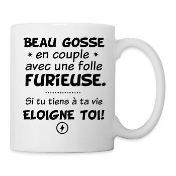 T shirt beau gosse en couple, humour, drôle,cadeau - Mug blanc - blanc - Droite