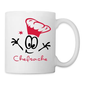 Koch, Chefkoch, grillen, Comic - Tasse - Weiß - Rechts
