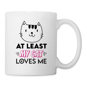 Cat with sayings- My Cat Loves Me- Cat Tshirt - Mug - white - Right