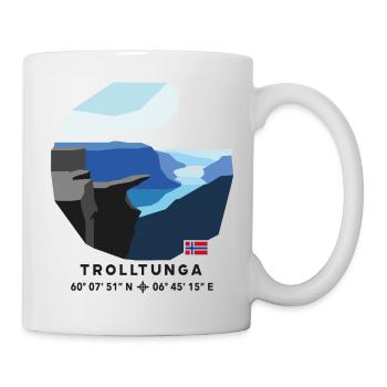 Trolltunga Fels Hardangerfjord Norwegen Flagge - Tasse - Weiß - Rechts