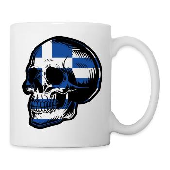 Griechenland Totenkopf Grieche Griechisch Ouzo - Tasse - Weiß - Rechts