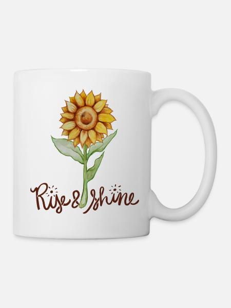 aufgehen und Sonnenblume leuchten - Tasse - Weiß