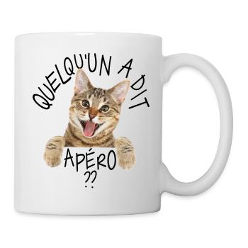 CHAT HAPPY SOMEONE SAID APÉRO 😸😽🥂🍺🍺🍷🍷 - Mug - white - Right