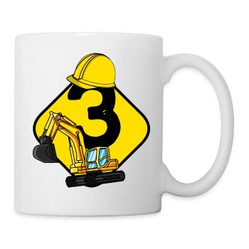 Bagger 3 Jahre Kinder 3. Geburtstag Geschenkidee - Tasse - Weiß - Rechts