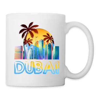Dubai Skyline Summer Sun Palm Seam Beach Sea - Mug - white - Right