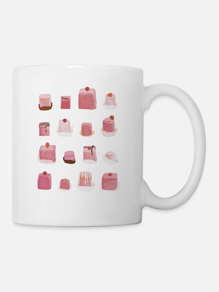 Zuckersüße rosa Punschkrapferl - Tasse - Weiß