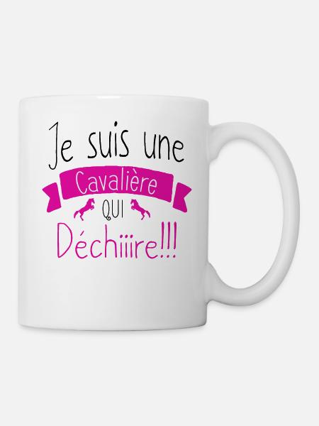 Je suis une cavalière qui déchire, humour, cheval. - Mug blanc - blanc