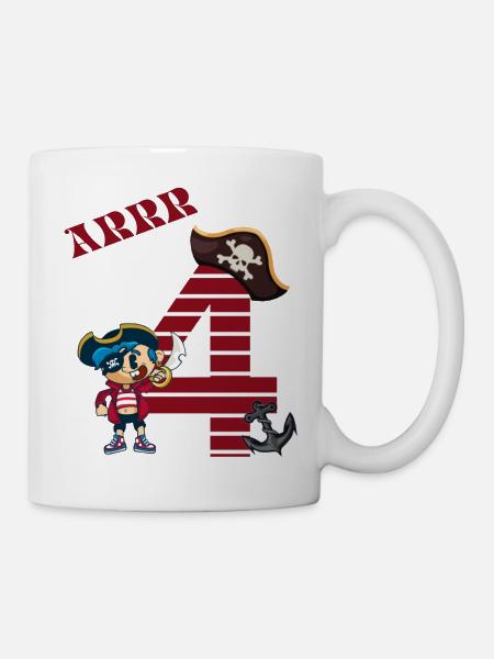 T-shirt d’anniversaire 4 ans jeune pirate motif - Mug blanc - blanc