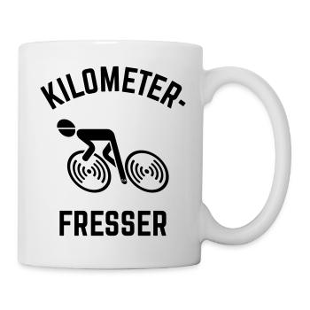Kilometerfresser Rennradfahrer (Rennrad / L<–R) - Tasse - Weiß - Rechts