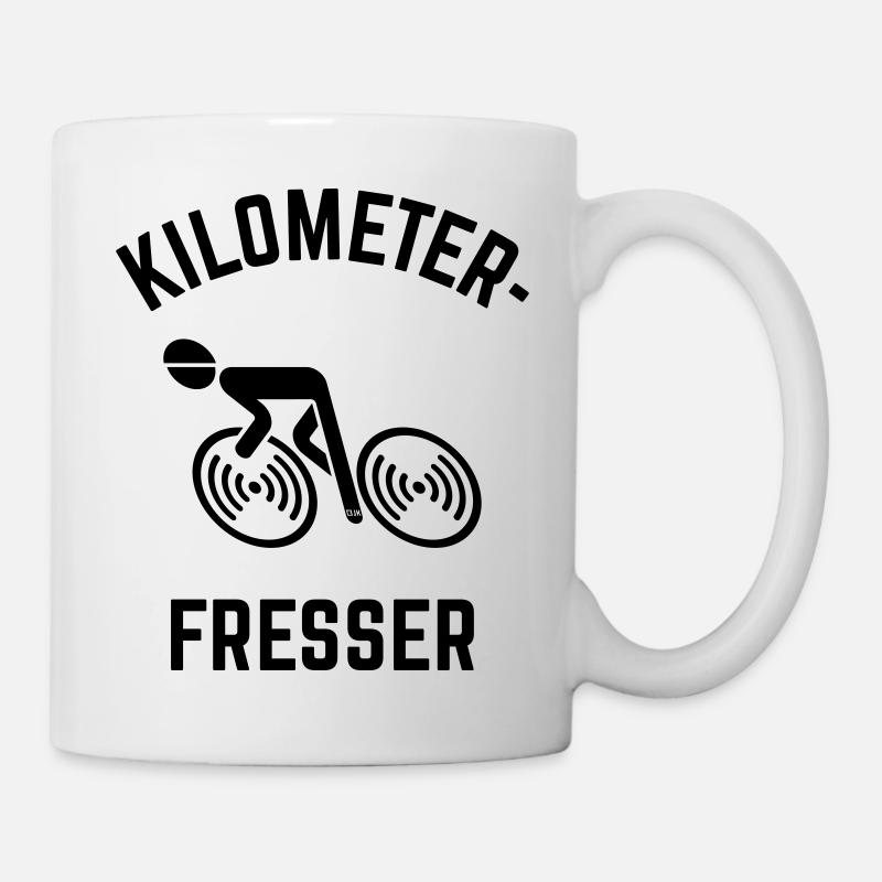 Kilometerfresser Rennradfahrer (Rennrad / L<–R) - Tasse - Weiß